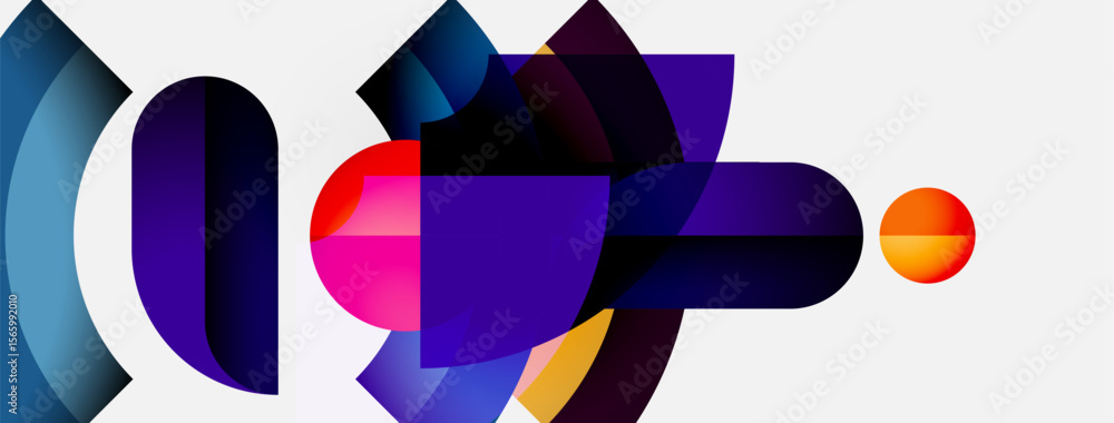 Abstract composition featuring overlapping colorful shapes. Gradient hues blend, creating dynamic visual effect. Modern design elements present. Abstract composition featuring overlapping colorful shapes. Gradient hues blend, creating dynamic visual effect. Modern design elements present.