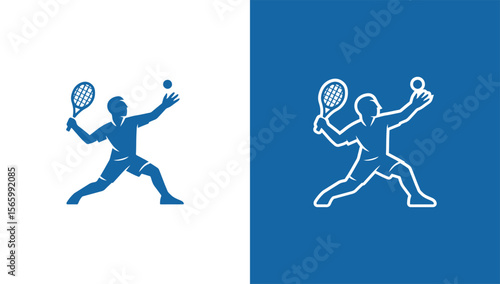 Tennis athlete silhouette logo in minimalist vector style, generative ai