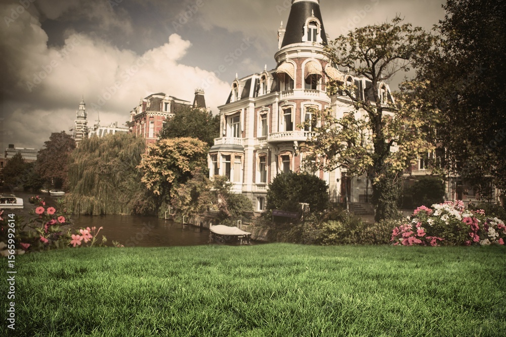 Fototapeta premium Digital composite of Sunny day in amsterdam