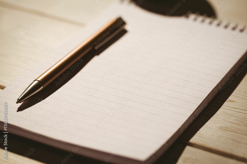 Naklejka premium Close-up of book and pen on table