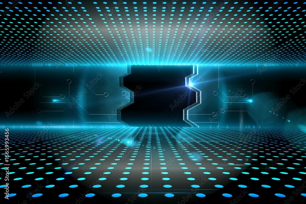 Naklejka premium Doorway on technological glowing background