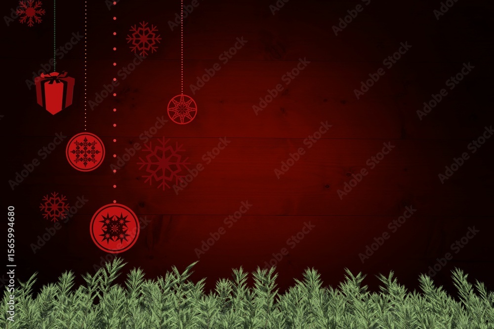 Obraz premium Christmas decorations over wooden planks