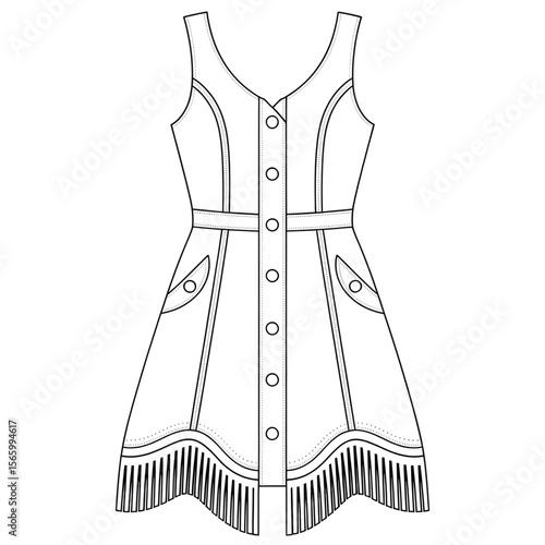 vector illustration of a suede dress coloring page 