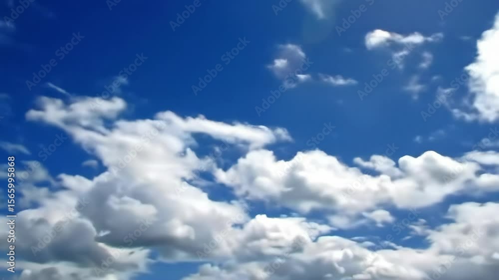 Serene blue sky adorned with fluffy white clouds. Serene blue sky adorned with fluffy white clouds.