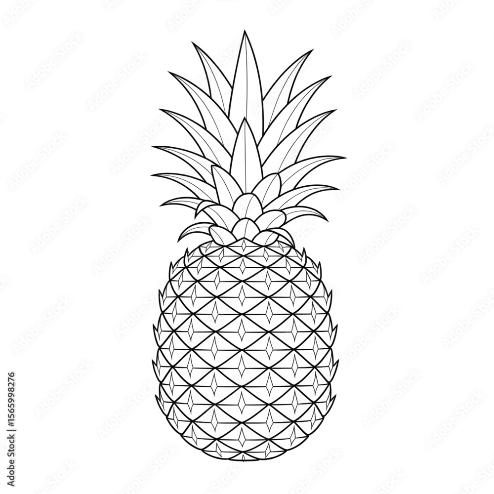 Obraz premium pineapple vector illustration coloring page