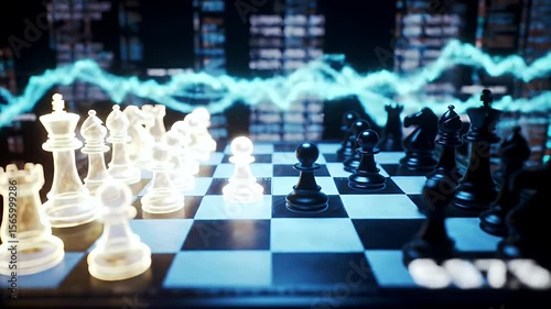 Wallpaper Mural Chess pieces on board strategic gameplay intense lighting and positioning digital design concept Torontodigital.ca