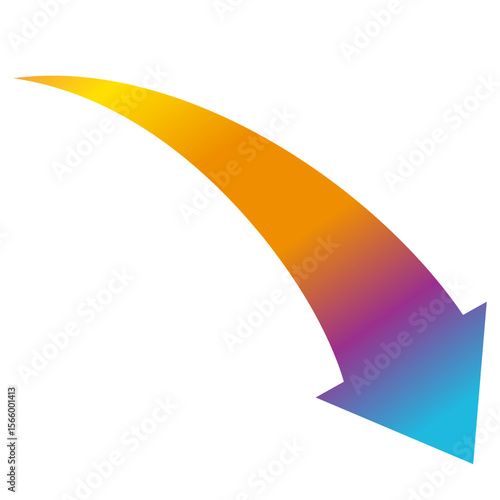 下降するカラフルなグラデーションの矢印