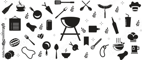 Retro Doodled Kitchen Gadgets and Cookware
