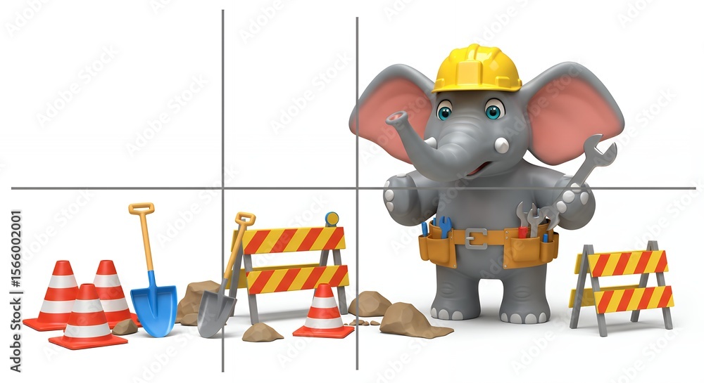 Cartoon elephant construction worker Cartoon elephant construction worker