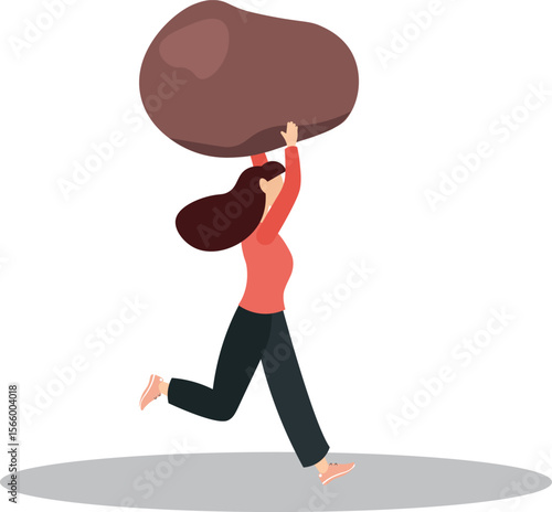 Work responsibility, pressure or problem, debt burden or difficulty challenge, struggle, or overworked, effort or punishment concept.flat character life .