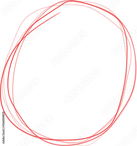 hand drawing different circles isolated on the background, Handwritten red circle