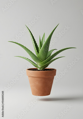 Wallpaper Mural Vibrant Aloe Vera Plant in Terracotta Pot with Clean Background Torontodigital.ca