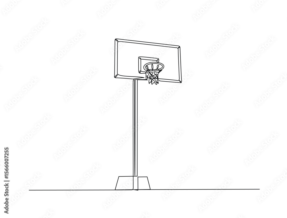 Fototapeta premium Continuous one line drawing of basketball hoop. Basketball hoop ring outline illustration. Editable vector.
