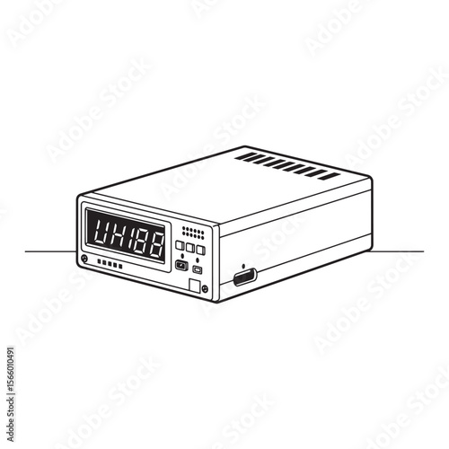 Isolated minimalist line art illustration of a digital measuring device or instrument