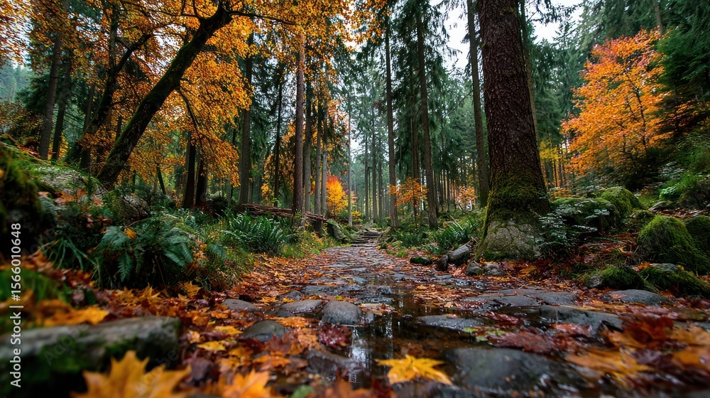 Fototapeta premium Autumn forest path (1)