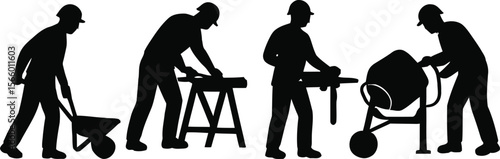 Silhoutte construction workers images vector
