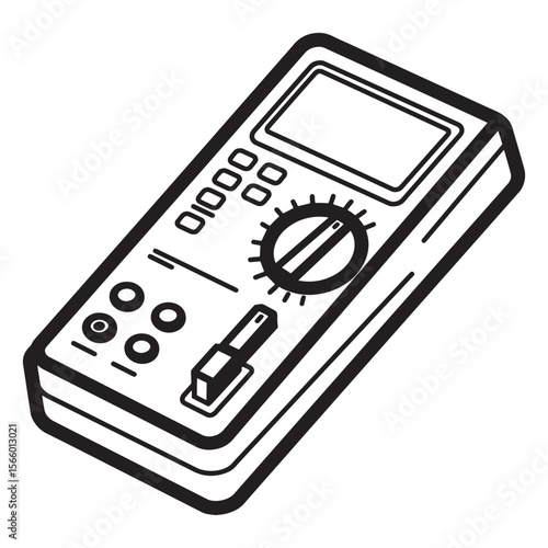 Vector illustration of a digital multimeter with a selection dial and digital display