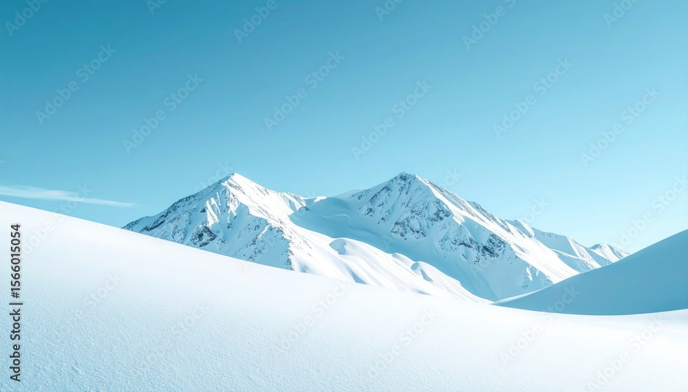 Snowy Mountain Peaks With Soft Lighting And Pastel Blue Sky Isolated Background Snowy Mountain Peaks With Soft Lighting And Pastel Blue Sky Isolated Background