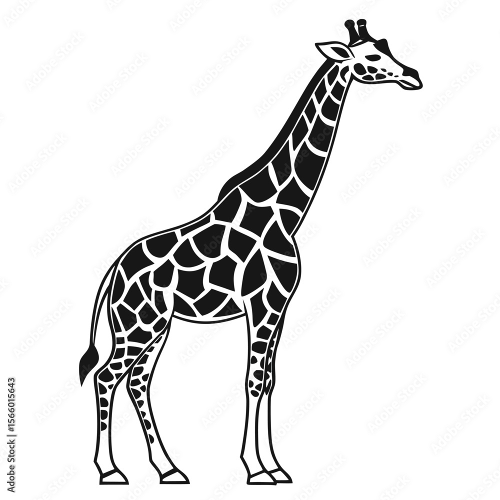Obraz premium Distinctive Giraffe Silhouette Standing Proudly Illustrating Unique Pattern