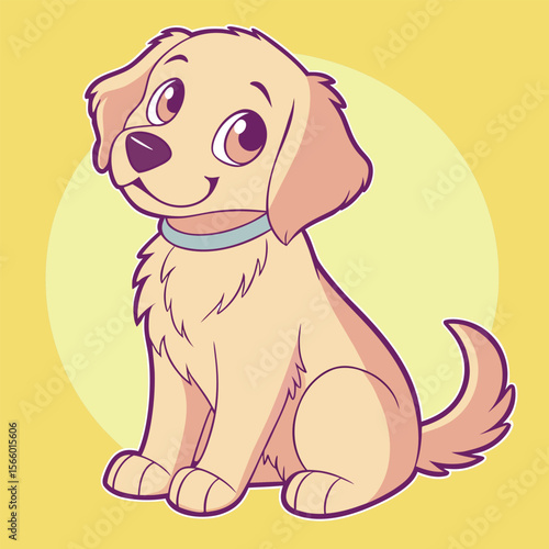 Adorable Golden Retriever Puppy Sitting Happily
