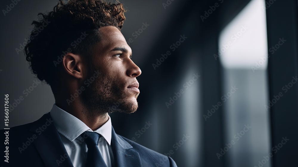 Confident professional in navy suit, exuding leadership with sharp natural lighting
Confident professional in navy suit, exuding leadership with sharp natural lighting