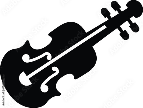 Violin silhouette, Dulcimwer silhouette, Violin icon silhouette vector illustration.