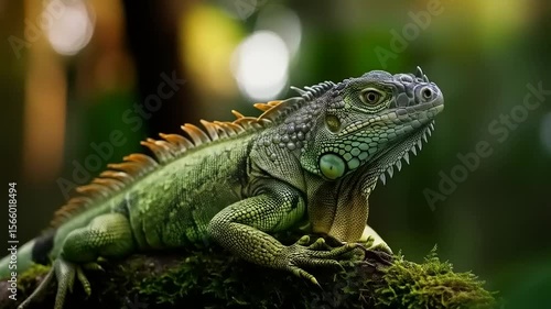 Wallpaper Mural Green Iguana on Branch in Rainforest Torontodigital.ca