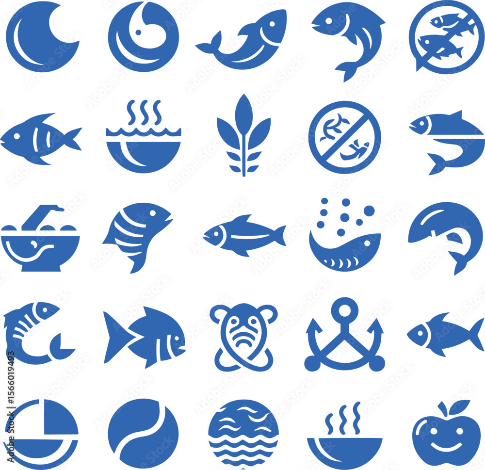 Fototapeta premium set of vector icons fish sea ocean