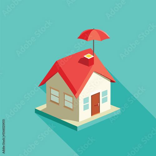 Wallpaper Mural Beige House Model with Red Roof Vector Design Torontodigital.ca