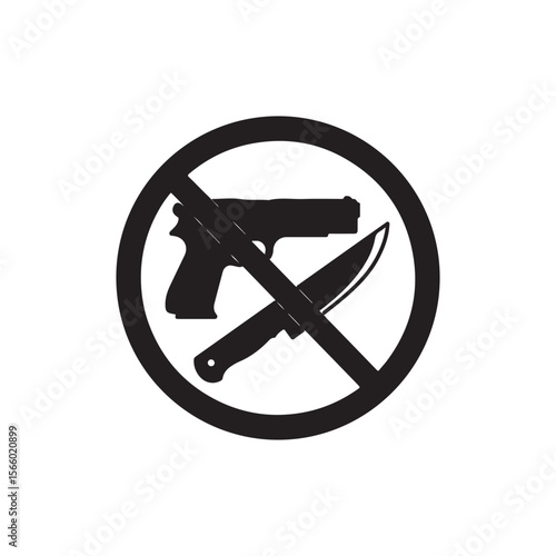 Weapon prohibited icon. symbol prohibited from carrying firearms and sharp weapons