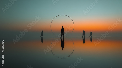 Silhouettes and Reflections at Sunset