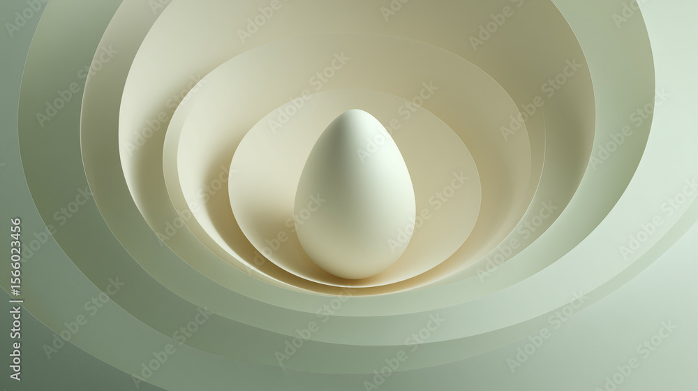 Minimalist Egg in Concentric Paper Layers Minimalist Egg in Concentric Paper Layers