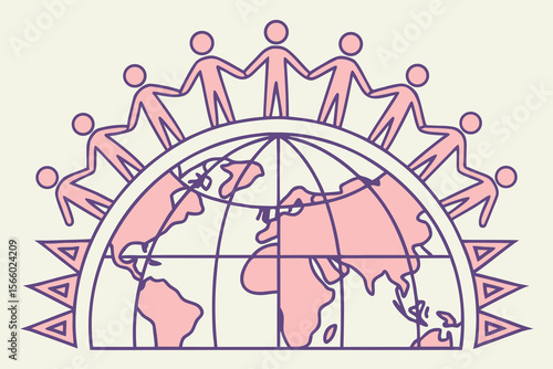 Illustration of a globe with abstract human figures around it