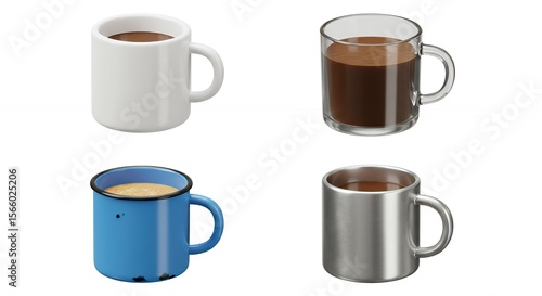 Four different coffee mugs