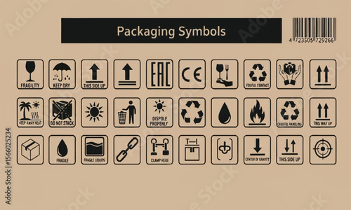 Packaging Symbols on cardboard box