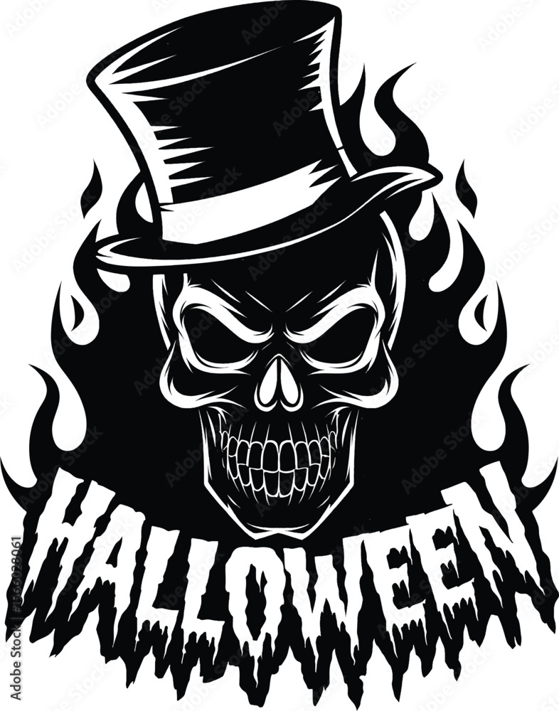 Fototapeta premium halloween text vector silhouette on white background
