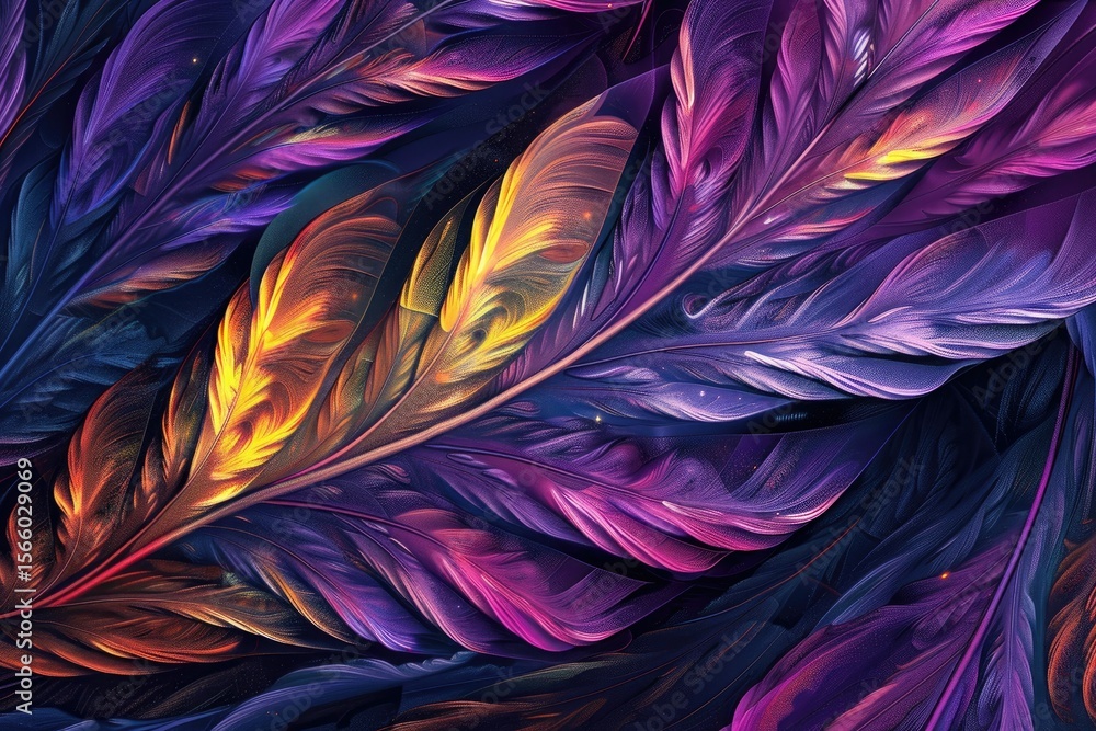 High Resolution Visual of Vibrant Feather in Abstract Fractal Pattern Design High Resolution Visual of Vibrant Feather in Abstract Fractal Pattern Design