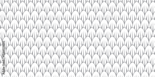 Dragon snake reptile fish mermiad scale seamless pattern tile. Dinosaur skin seamless pattern. Vector black line background.