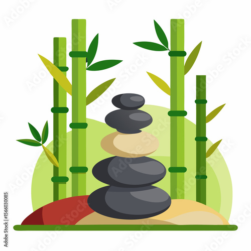 zen-theme-vector-banner--bamboo-and-stones white background