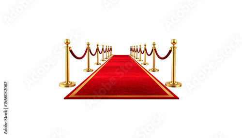 Luxury VIP guest walkway barrier background on white background