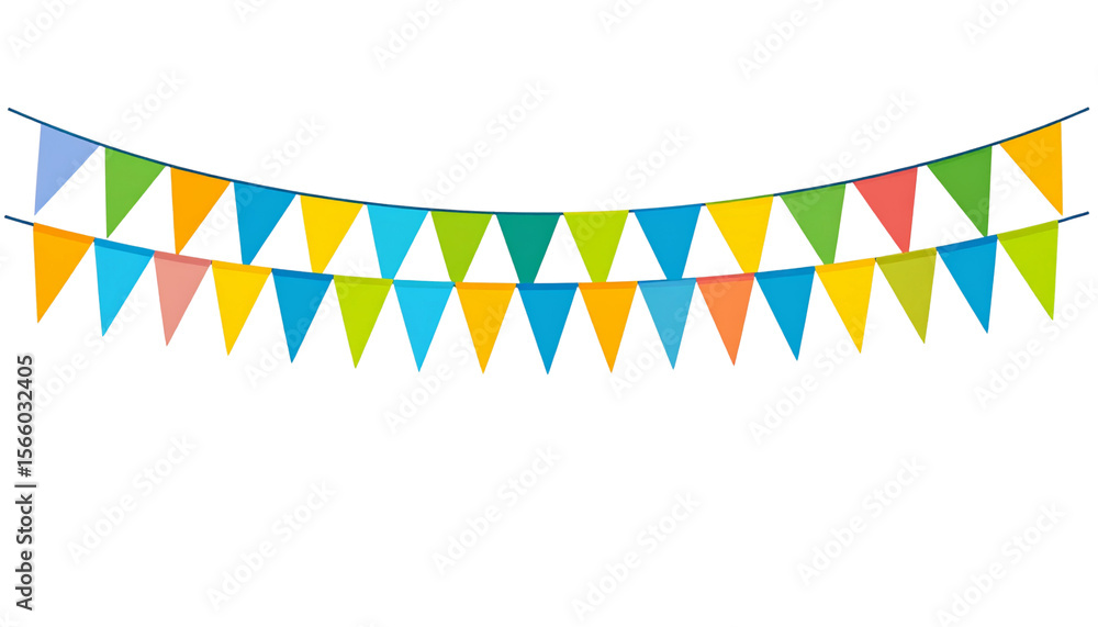 Obraz premium Colorful party flags on a white background. 