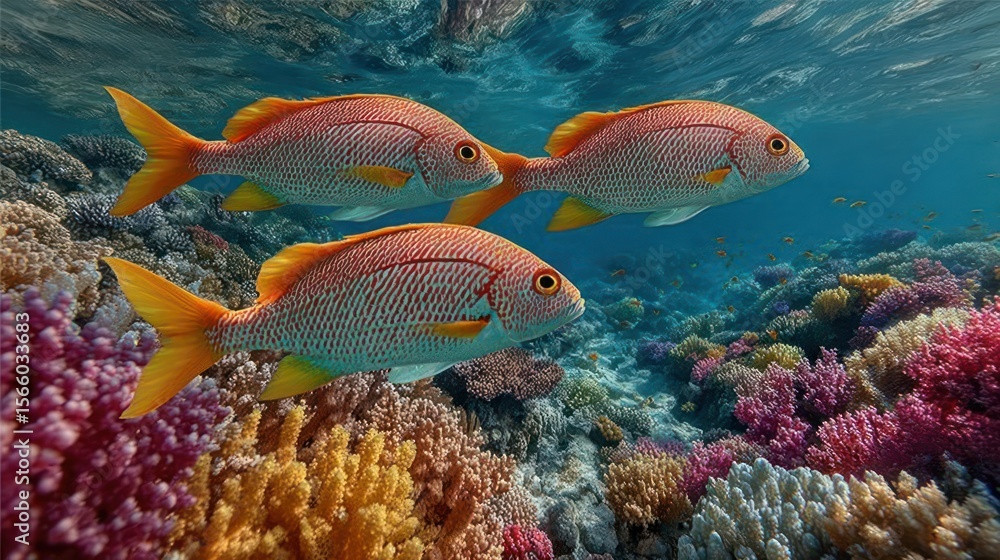 Fototapeta premium Coral reef teeming with fish