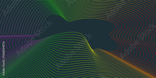 Colorful Wavy Gradient Lines on a Dark Background