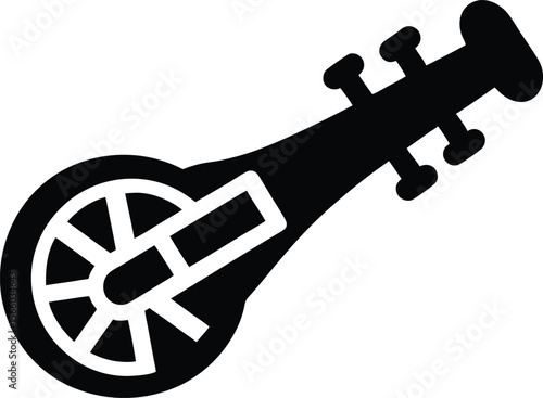 Silhouette of a hurdy gurdy with crank vector. Hurdy gurdy silhouette art illustration on white background