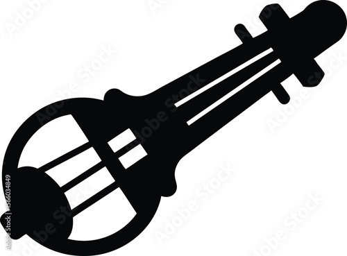 Silhouette of a hurdy gurdy with crank vector. Hurdy gurdy silhouette art illustration on white background
