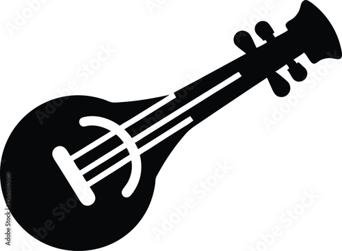 Silhouette of a hurdy gurdy with crank vector. Hurdy gurdy silhouette art illustration on white background