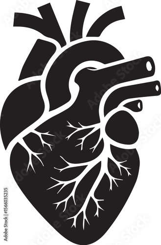 Print Human Heart Anatomy Black and White Icon