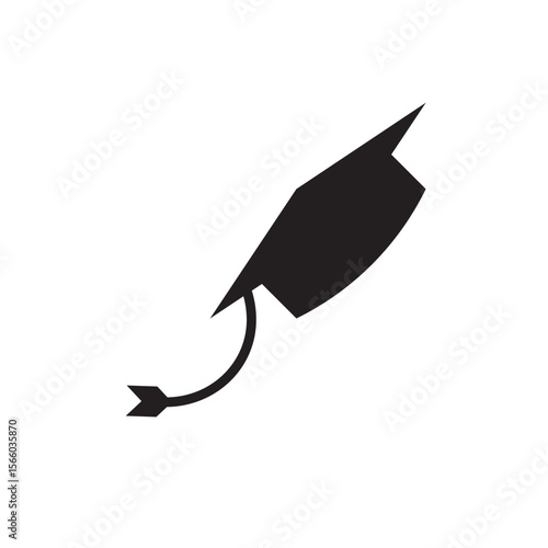 Flying graduation cap icon. Graduation hat tossed in air, symbolizing joyful success.