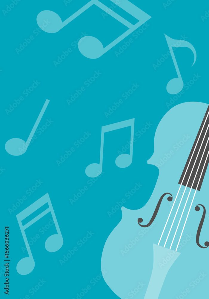 Obraz premium Vector illustration of violin and music notes in vertical composition, suitable for classical concert flyers or programs