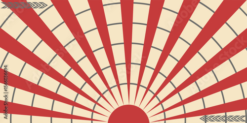 Circus background and spiral retro rays vector pattern. Vintage poster of red white sun radial lines or exploding stars with grunge texture. modern illustration.